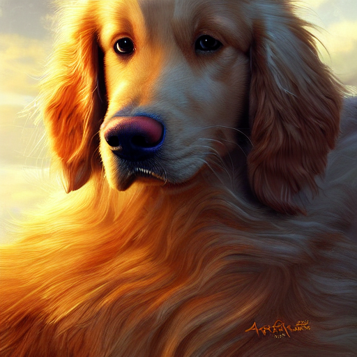 Stable Diffusion prompt: two colossal fluffy golden retri...