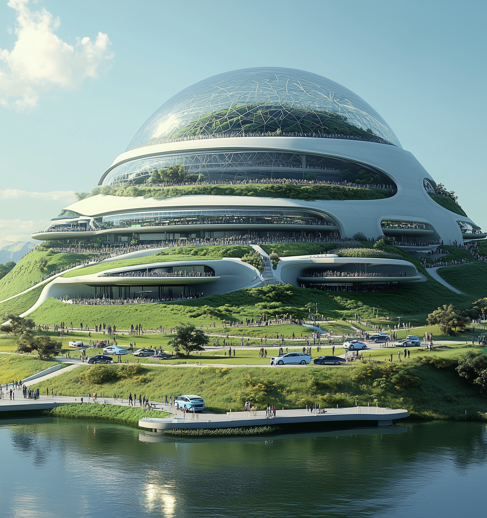 Midjourney prompt: A futuristic stadium in the style of Syd Mead and ... - Midjourney