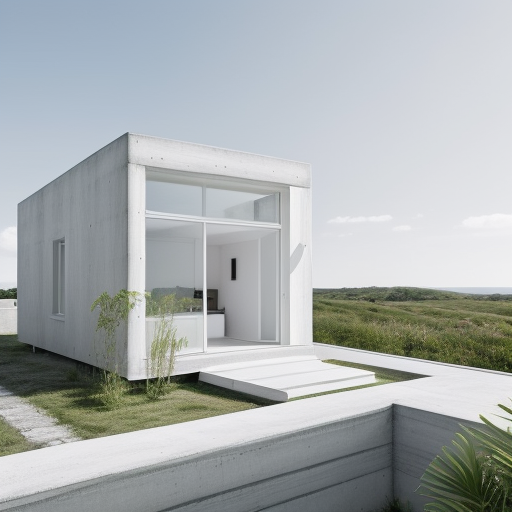 minimalist single family house clear day natural light garden