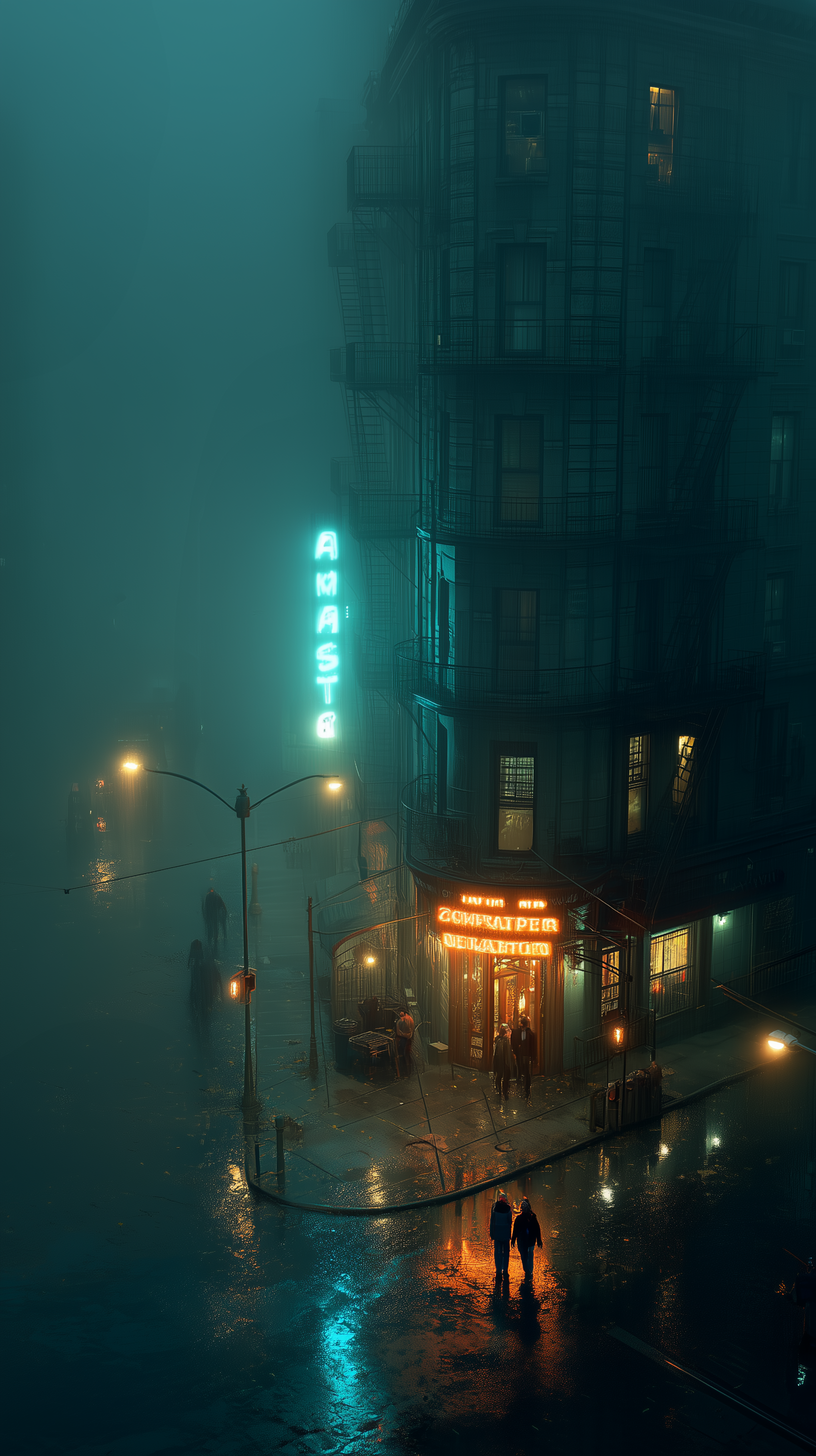 Midjourney prompt: isometric neo-noir city corner, new york, deep fog... - Midjourney