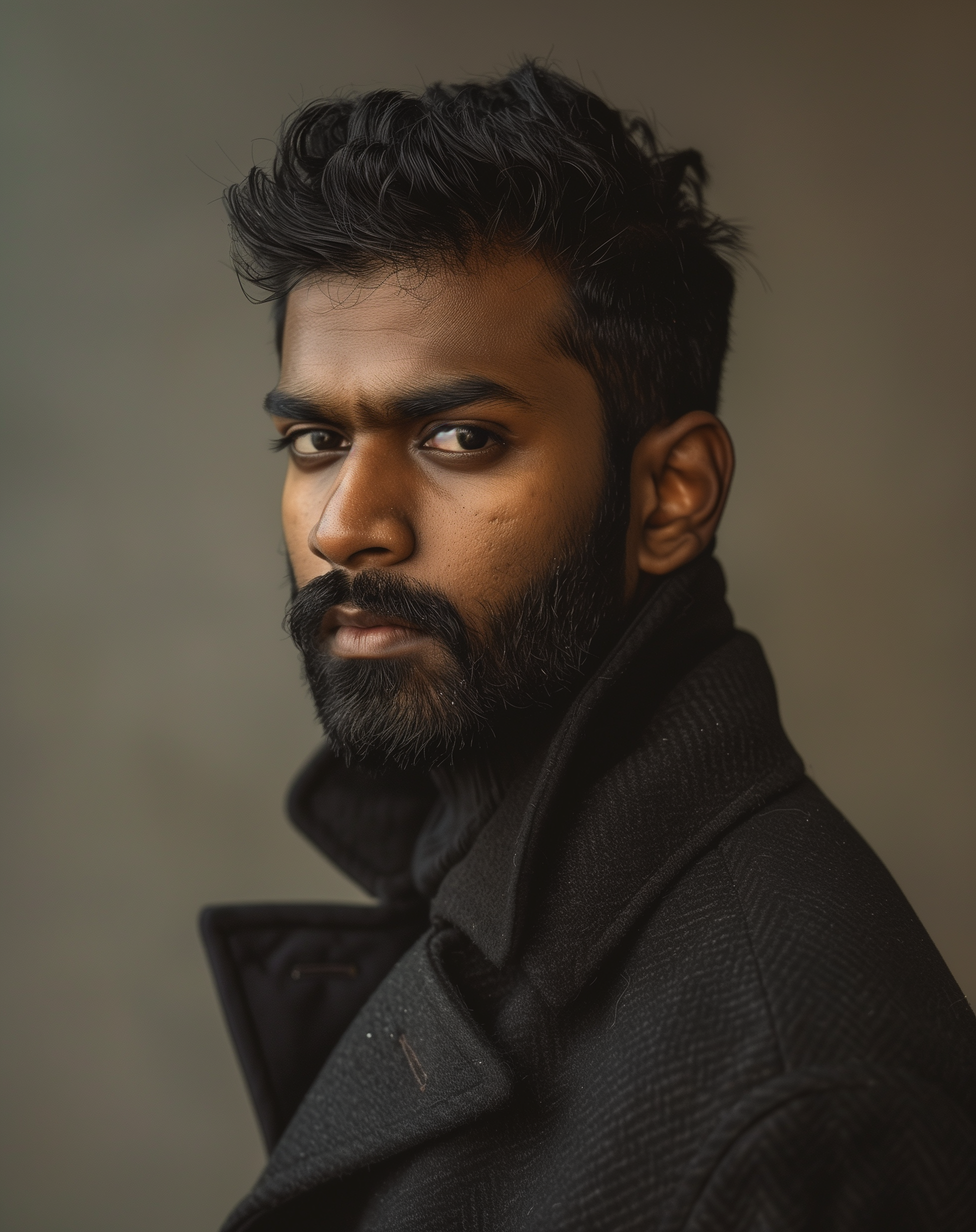 Midjourney prompt: headshot of a man, aerial view profile picture, ha... - Midjourney