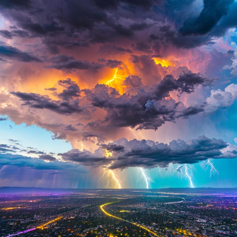 AI generated: Drone view of Thunder Storm (Stable Diffusion - Photography)