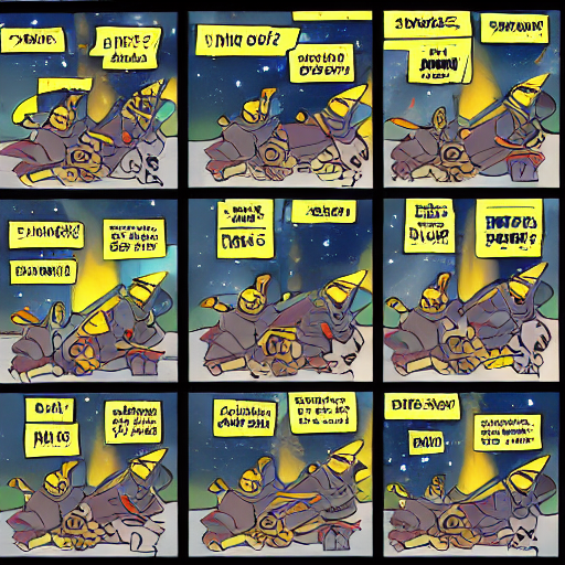 Stable Diffusion prompt: comic book strips, storyboard ca...