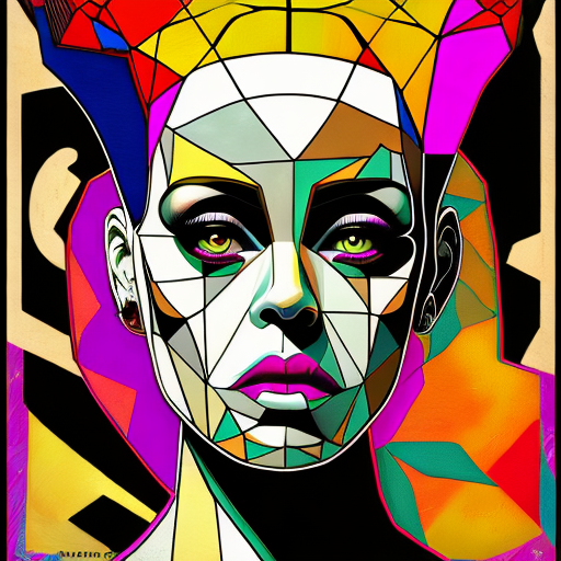 Openjourney prompt: geometric abstract portrait of Bride of Frankenste... - Openjourney