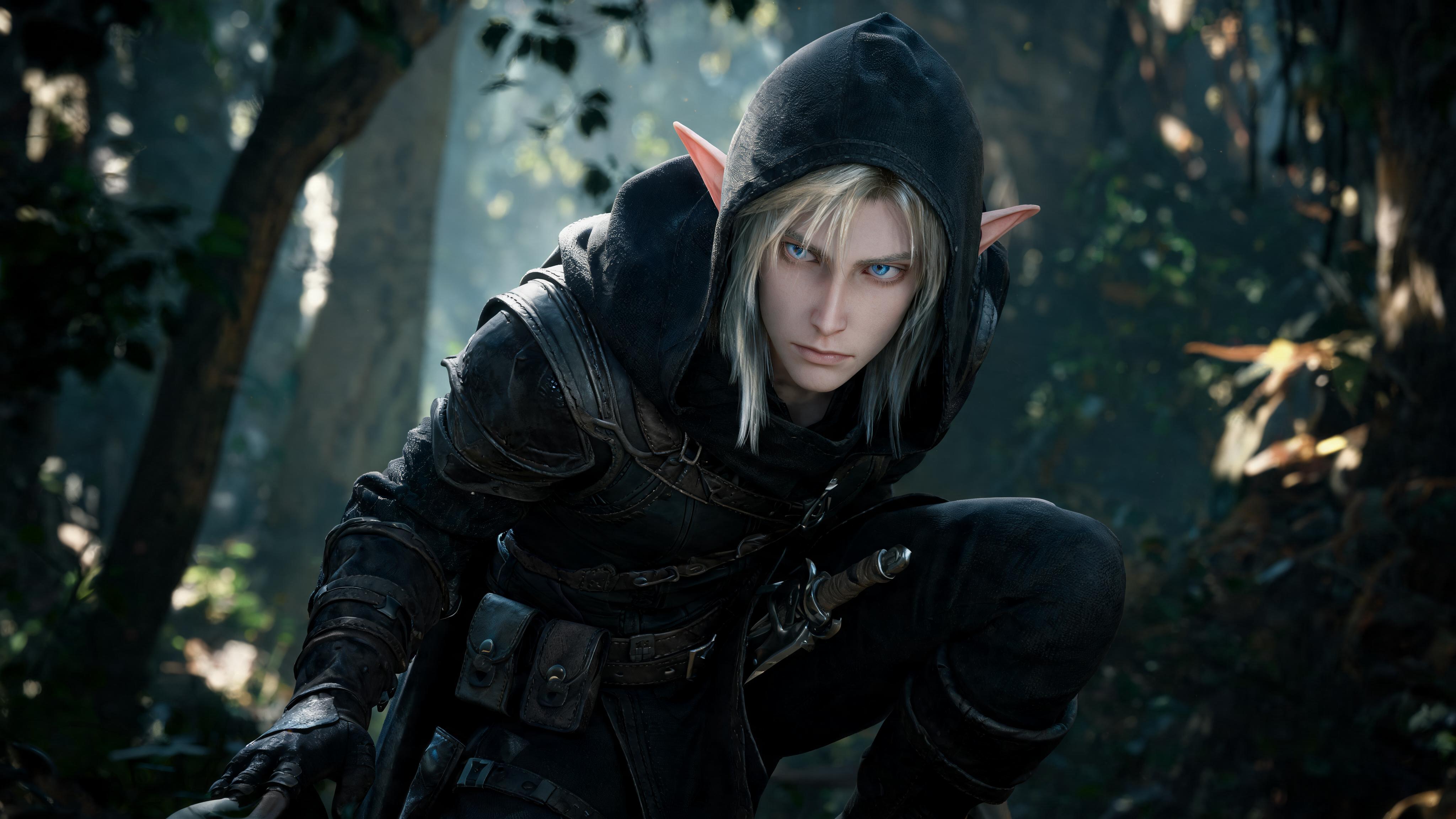 صورة مولدة بالذكاء الاصطناعي: موجّه Seedream 5: أنشئ صورة لذكر قزم رفيع (High-Elf)، محتال (Rogue)، يرتدي... (نموذج Seedream 5 - فن مفاهيمي)