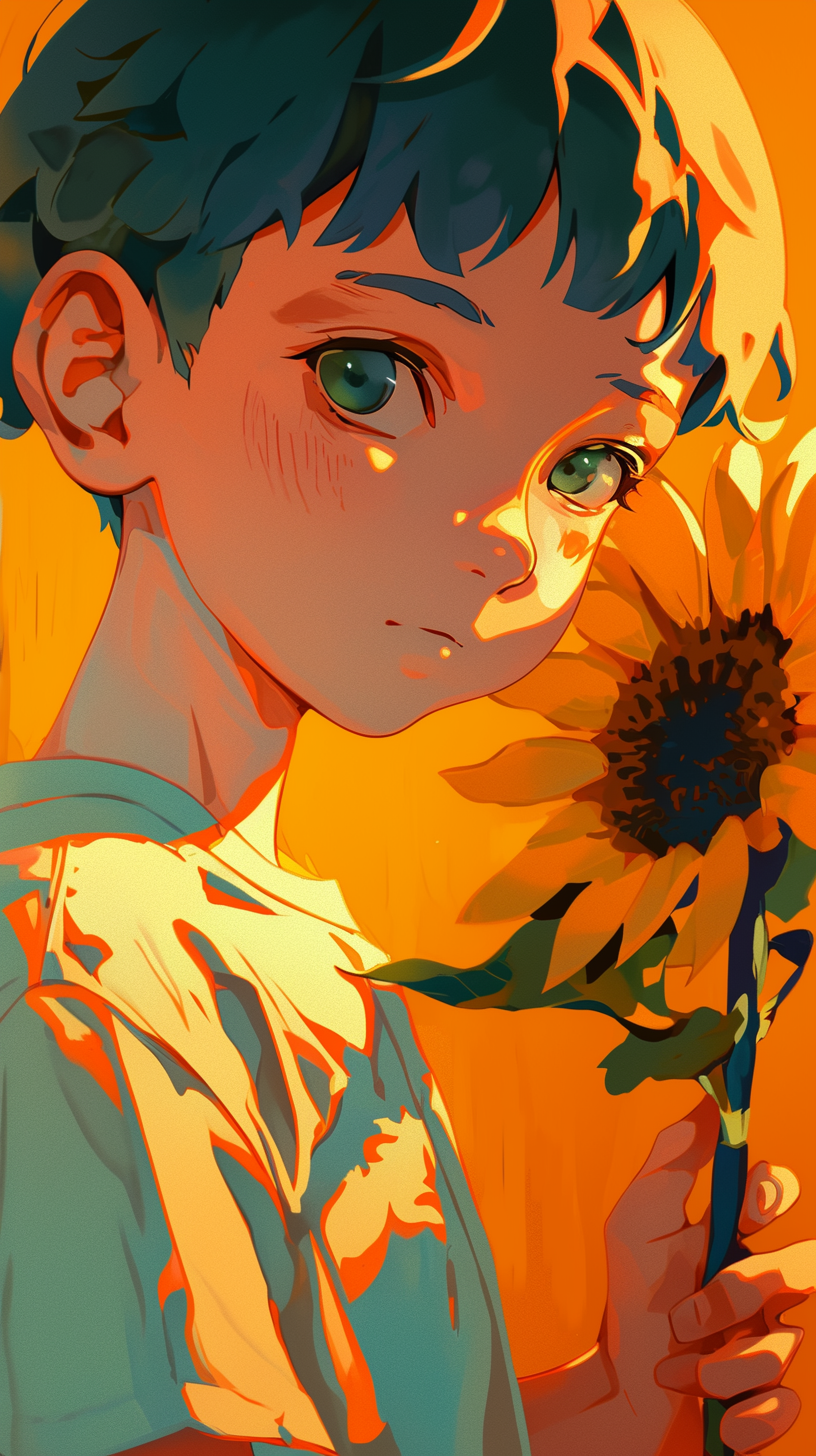 صورة مولدة بالذكاء الاصطناعي: Midjourney prompt: stylized digital art portrait of a boy with short,... (نموذج Midjourney - صور شخصية)