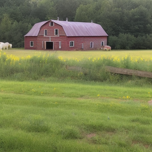 Openjourney prompt: A serene and rustic old farm house si...