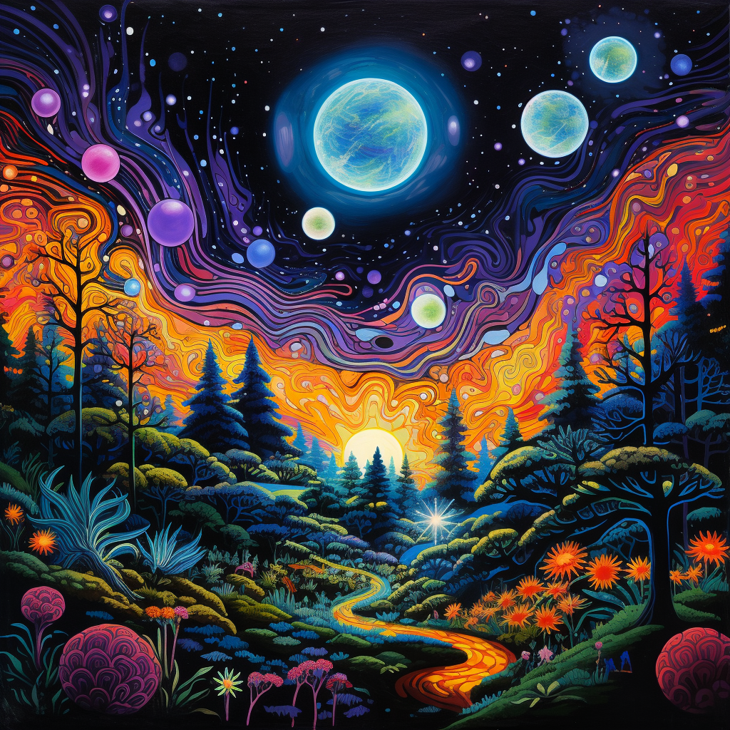 AI generated: Black light art (Midjourney - Concept Art)
