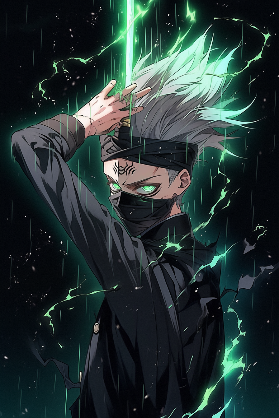 AI generated: Midjourney prompt: A mischievous ninja in a sleek black outfit adorne... (Midjourney - Anime)