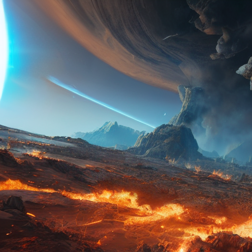 Stable Diffusion prompt: earth explosion, nothing around ...