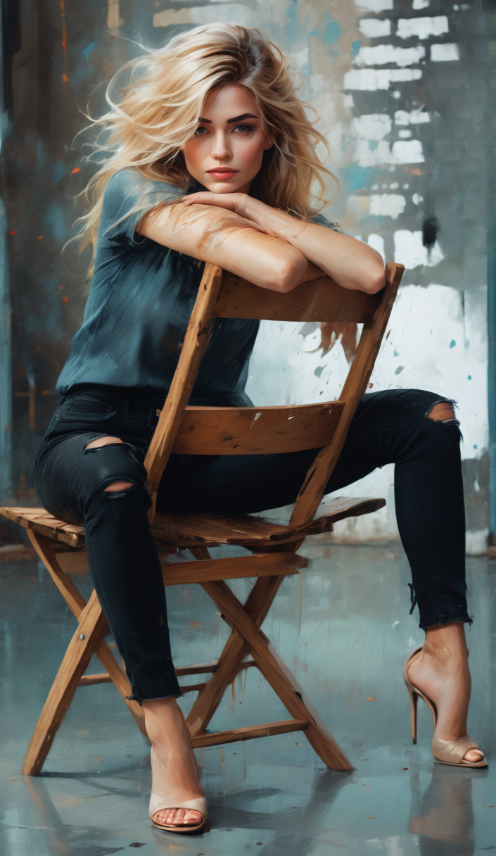 AI generated: Stable Diffusion prompt: The image features a beautiful blonde woman sittin... (Stable Diffusion - Photography)
