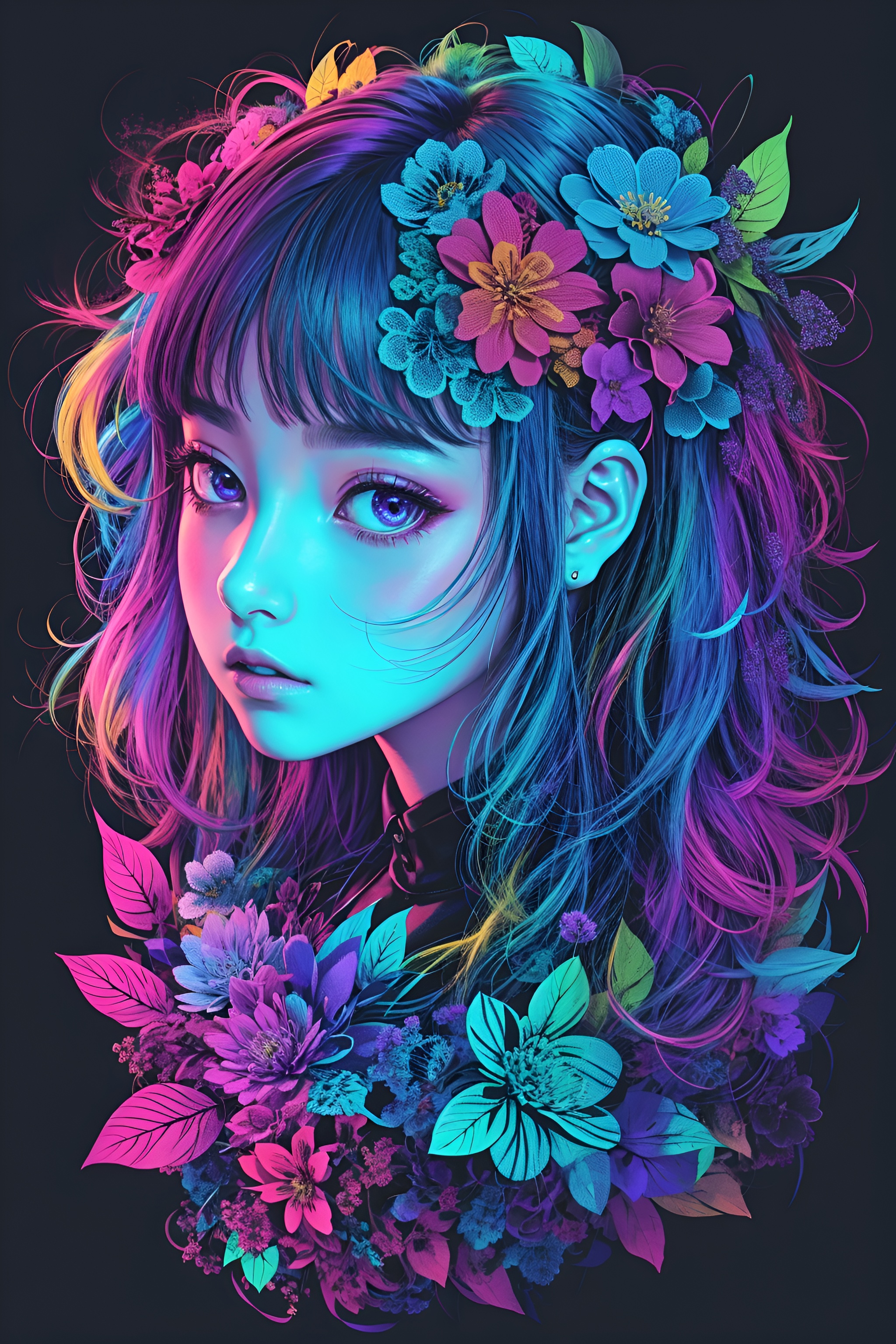 DreamShaper prompt: masterpiece, centered, a drawing of a girl with fl... - DreamShaper