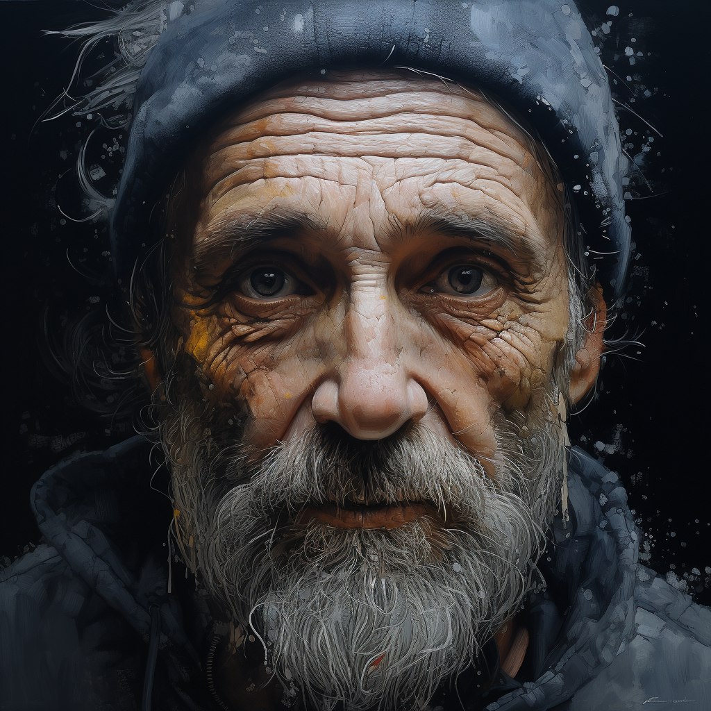 Midjourney prompt: a digital painting of an old man with a beard and ... - Midjourney