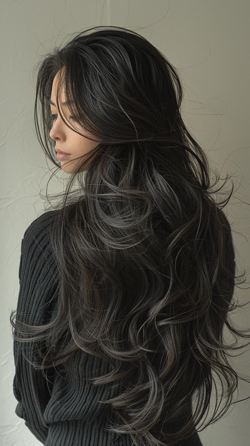 AI generated: Midjourney prompt: woman with beautiful long brown hair, in the style... (Midjourney - Photography)