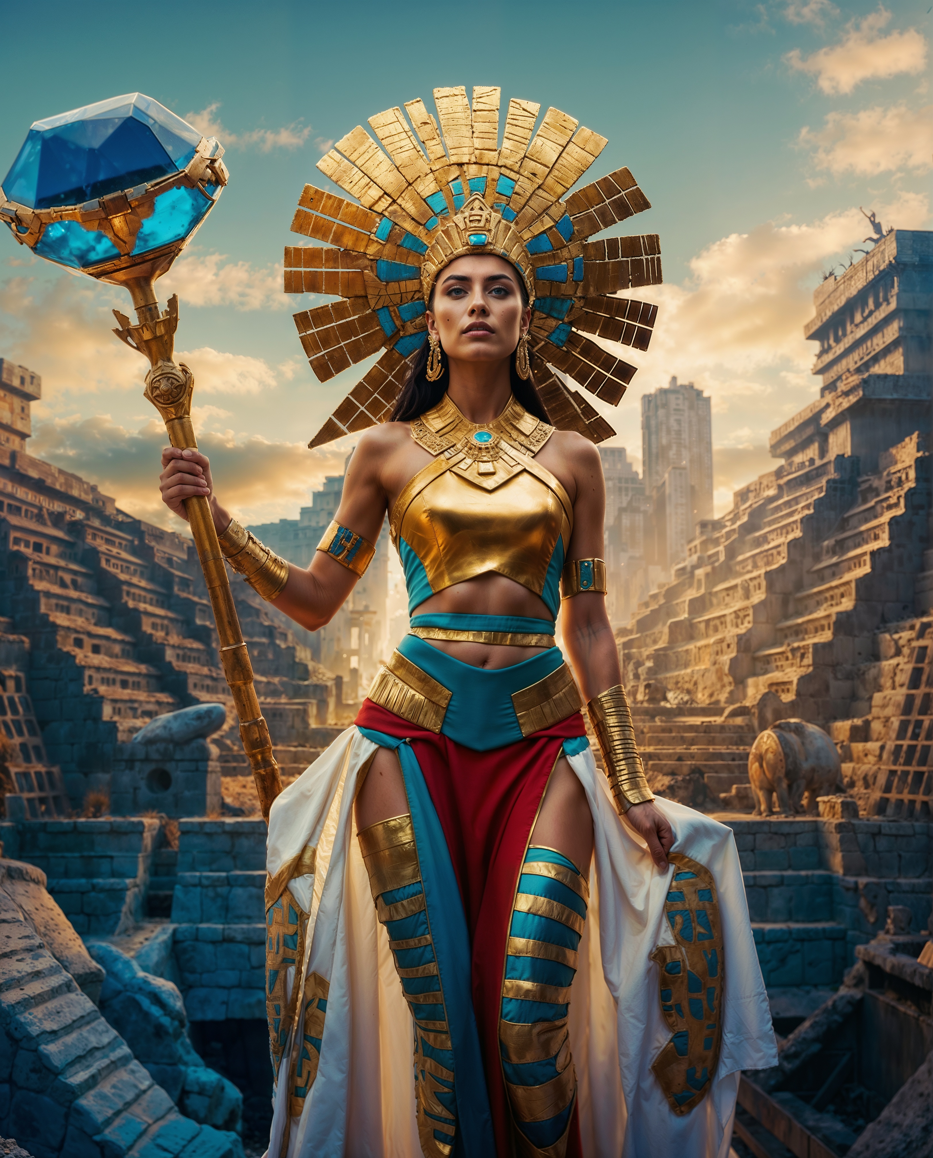 AI generated: Aztec Queen (SD XL - Fashion)