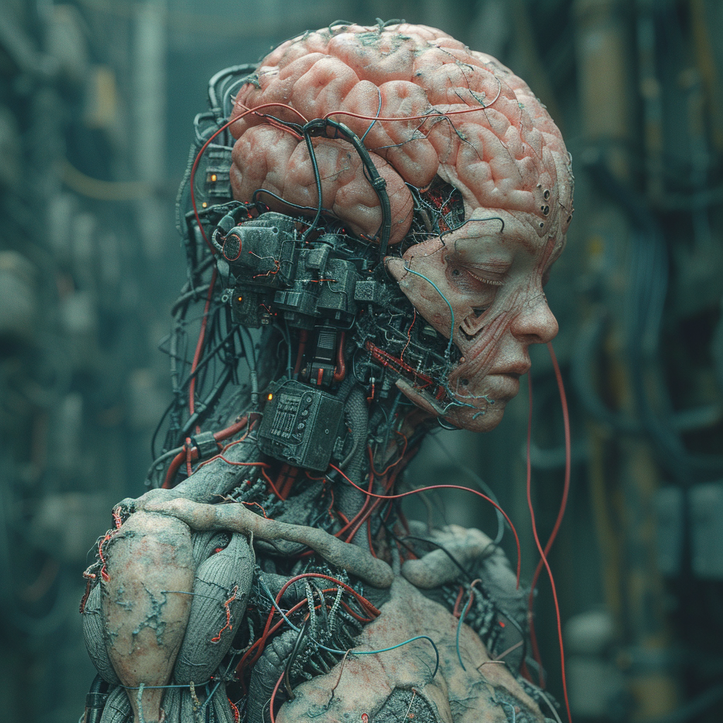 صورة مولدة بالذكاء الاصطناعي: Midjourney prompt: a human with organ brain perfectly recreated with ... (نموذج Midjourney - فن مفاهيمي)