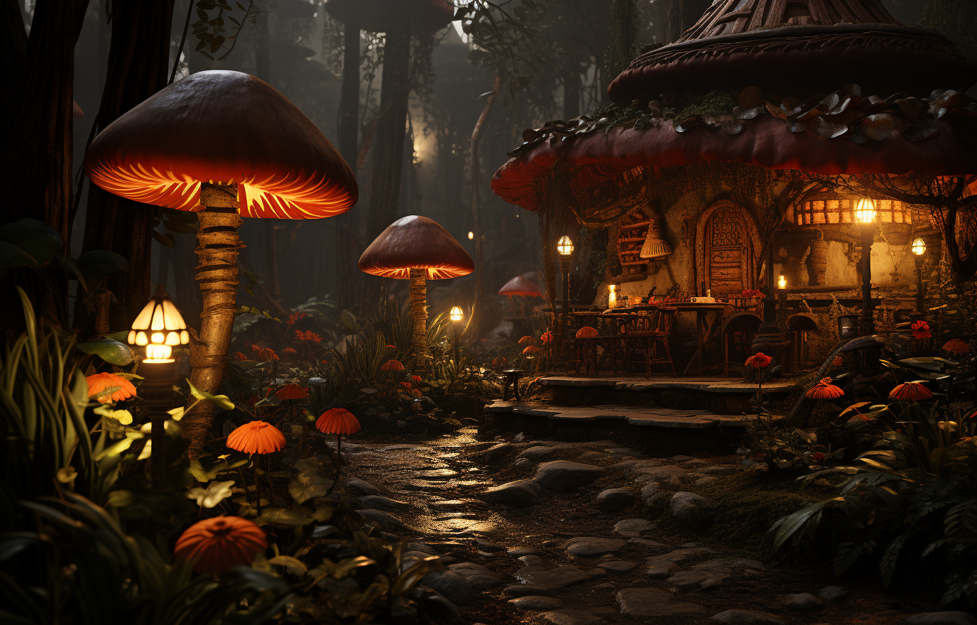 AI generated: Enchanted forest (Midjourney - Architecture)