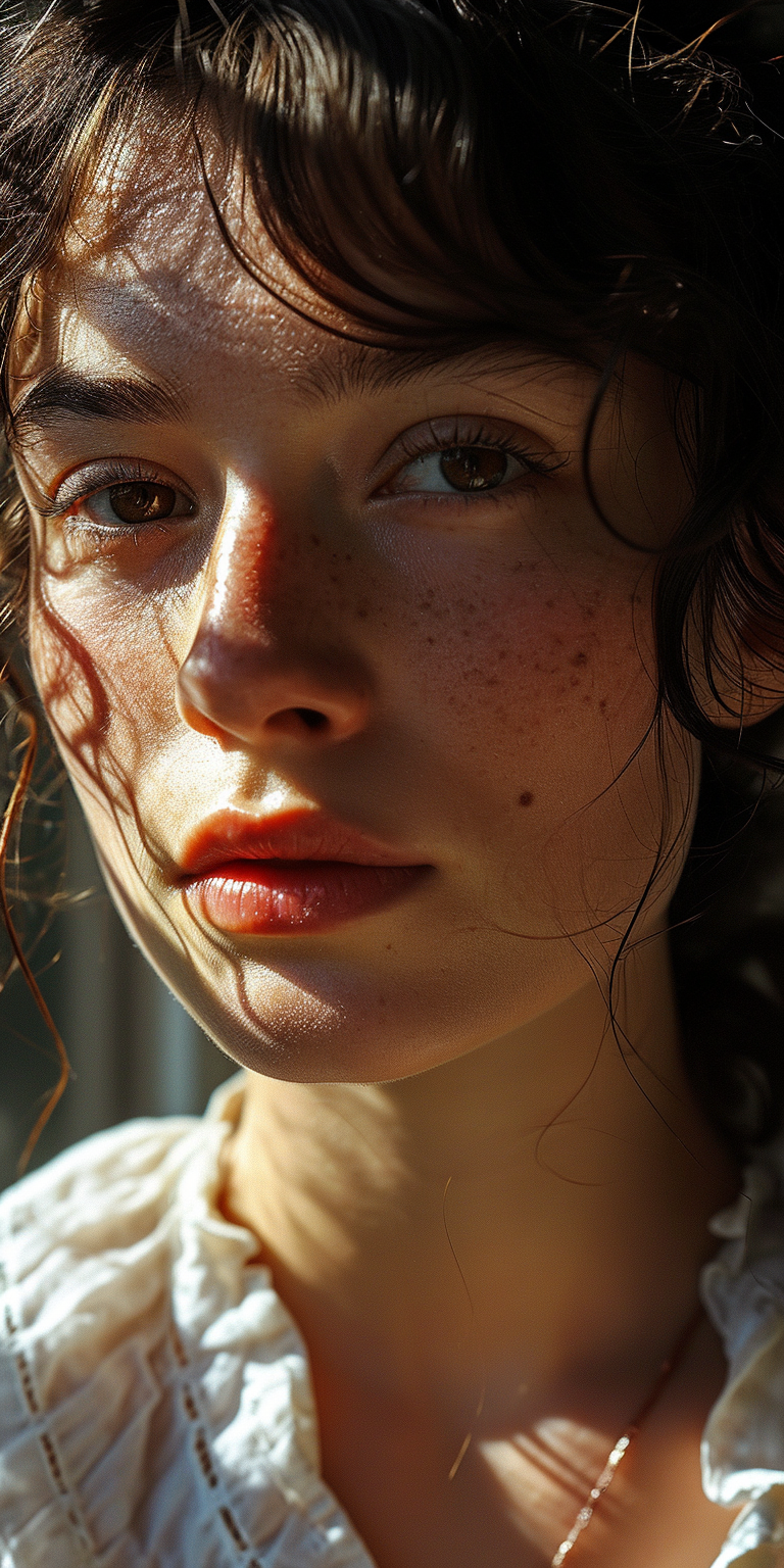 Midjourney prompt: the face of a woman with brown eyes, in the style ... - Midjourney