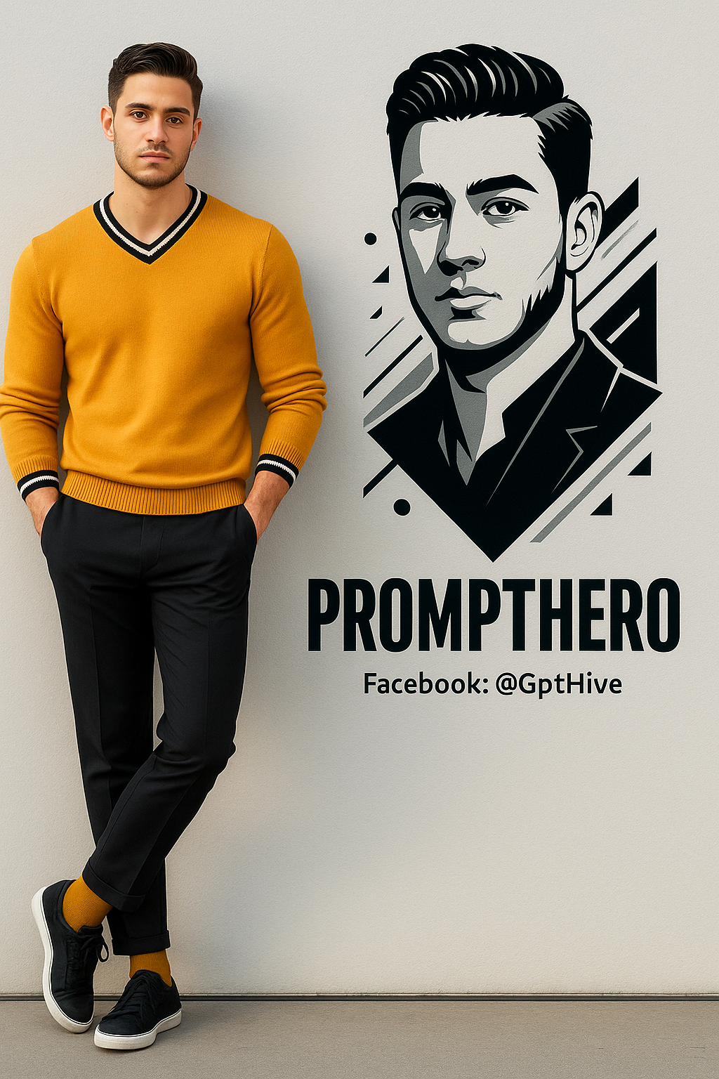 Ultra realistic 8K full body portrait, stylish young man, light gray wall