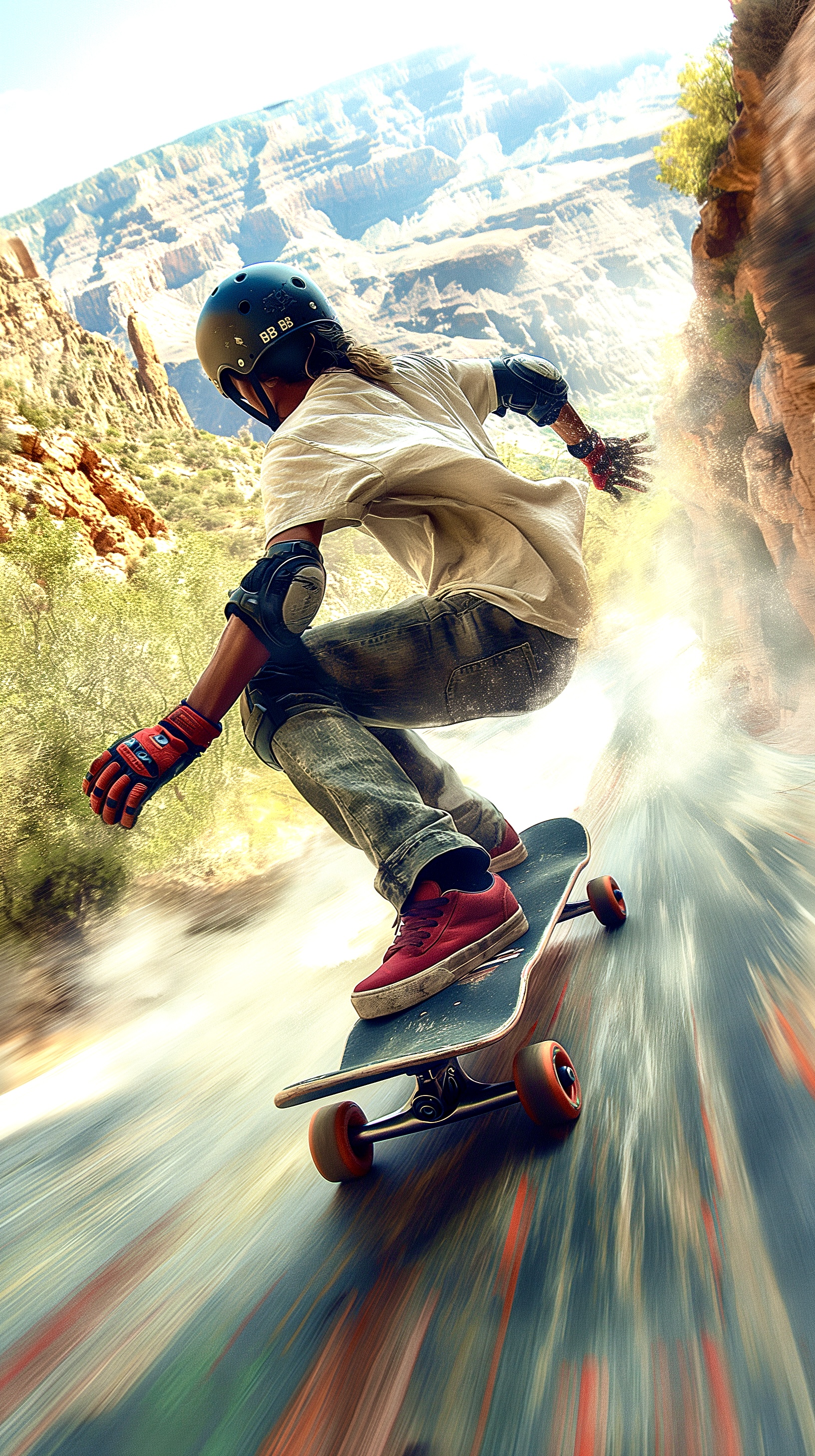AI generated: Midjourney prompt: artistic, rough painting art, extreme skate mounta... (Midjourney - Concept Art)