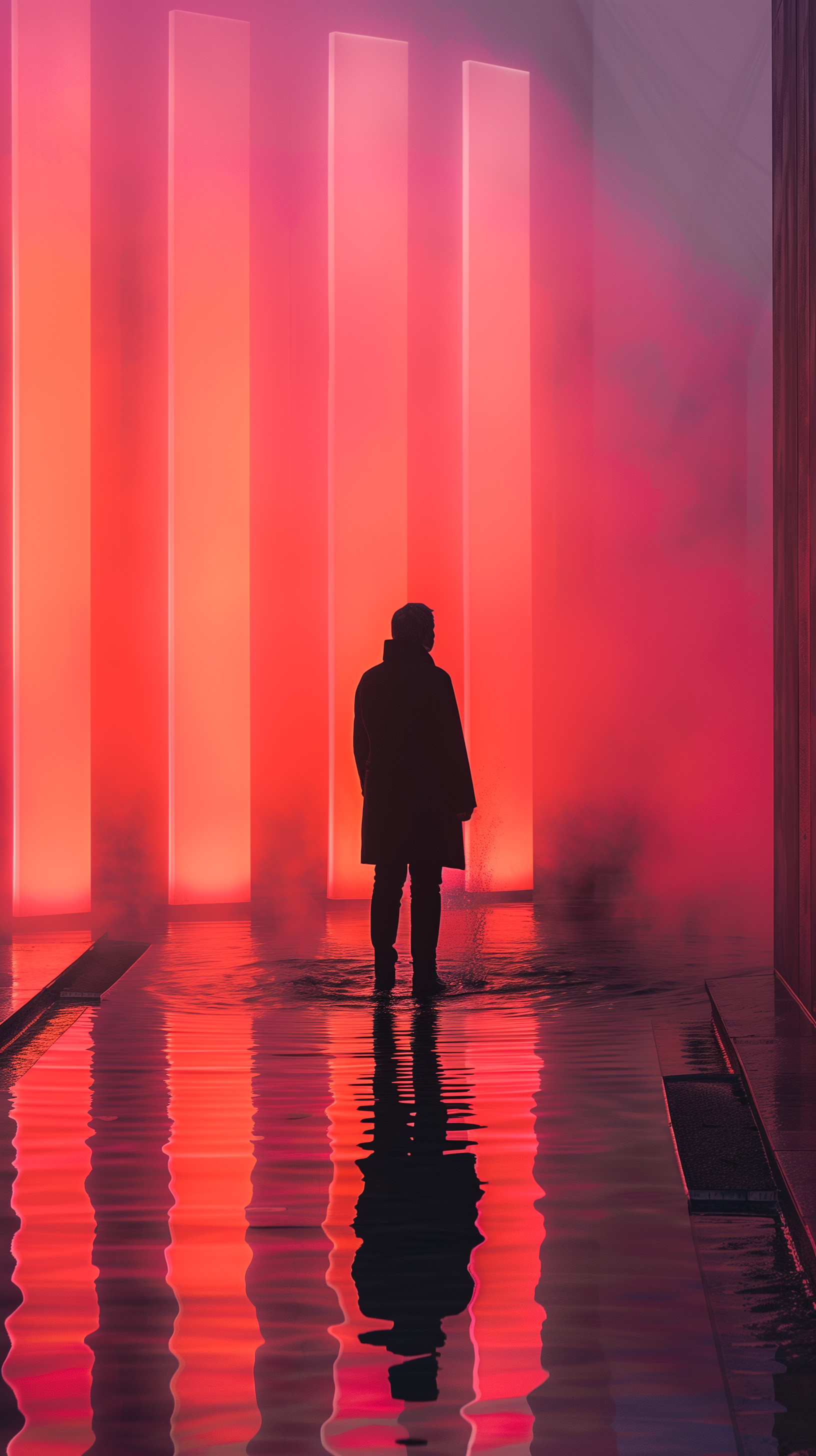 AI generated: Midjourney prompt: silhouette of a lone individual stands before a ro... (Midjourney - Photography)