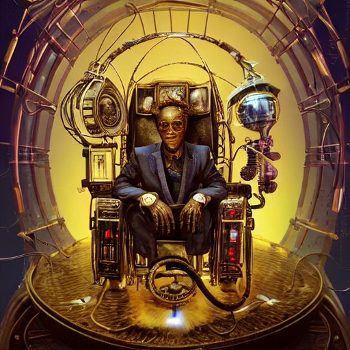 Stable Diffusion prompt: an african mad scientist with an...