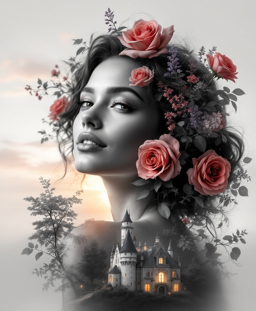 FLUX prompt: A beautifully drawn double exposure that combines ... - FLUX