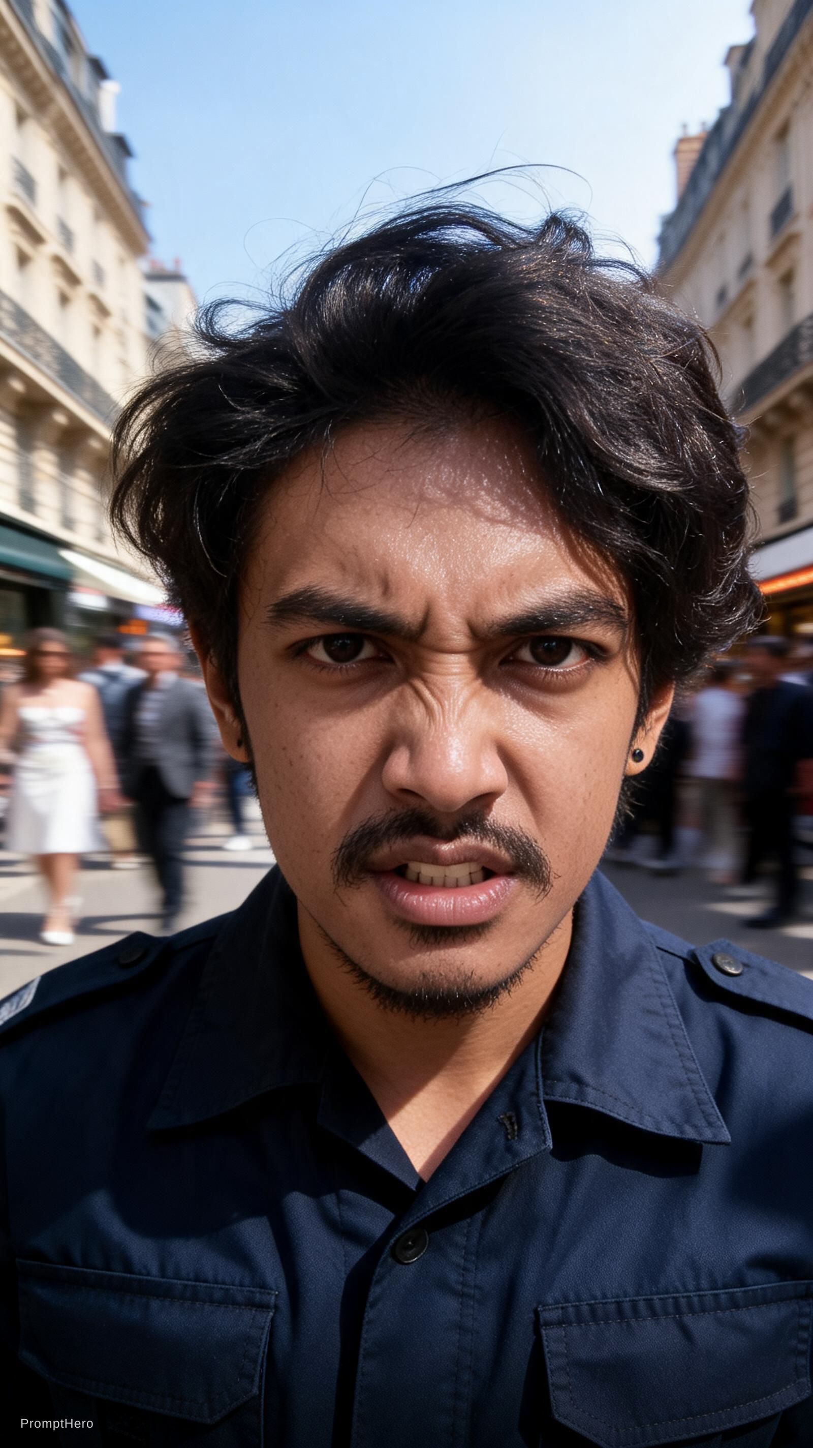 AI generated: Seedream 5 prompt: Paparazzi-style extreme close-up photo of a man wi... (Seedream 5 - Fashion)
