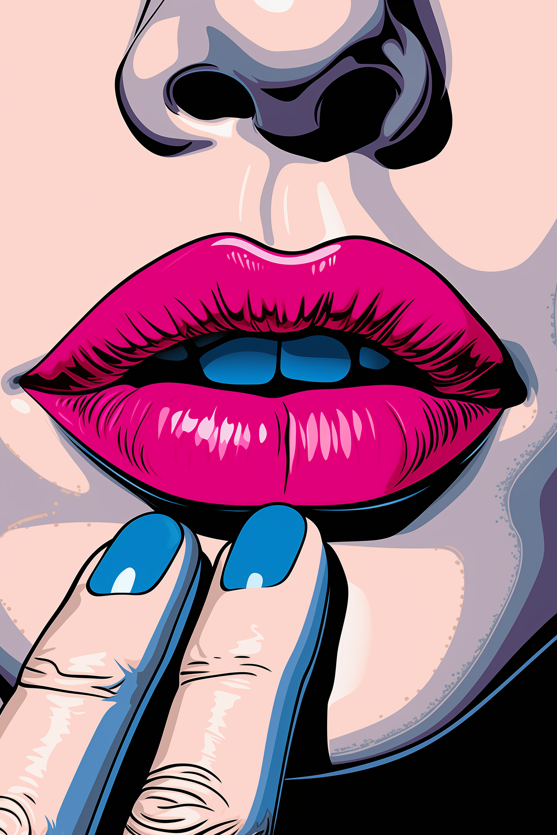 AI generated: Midjourney prompt: Close-up of a woman's hand holding and kissing pin... (Midjourney - Concept Art)