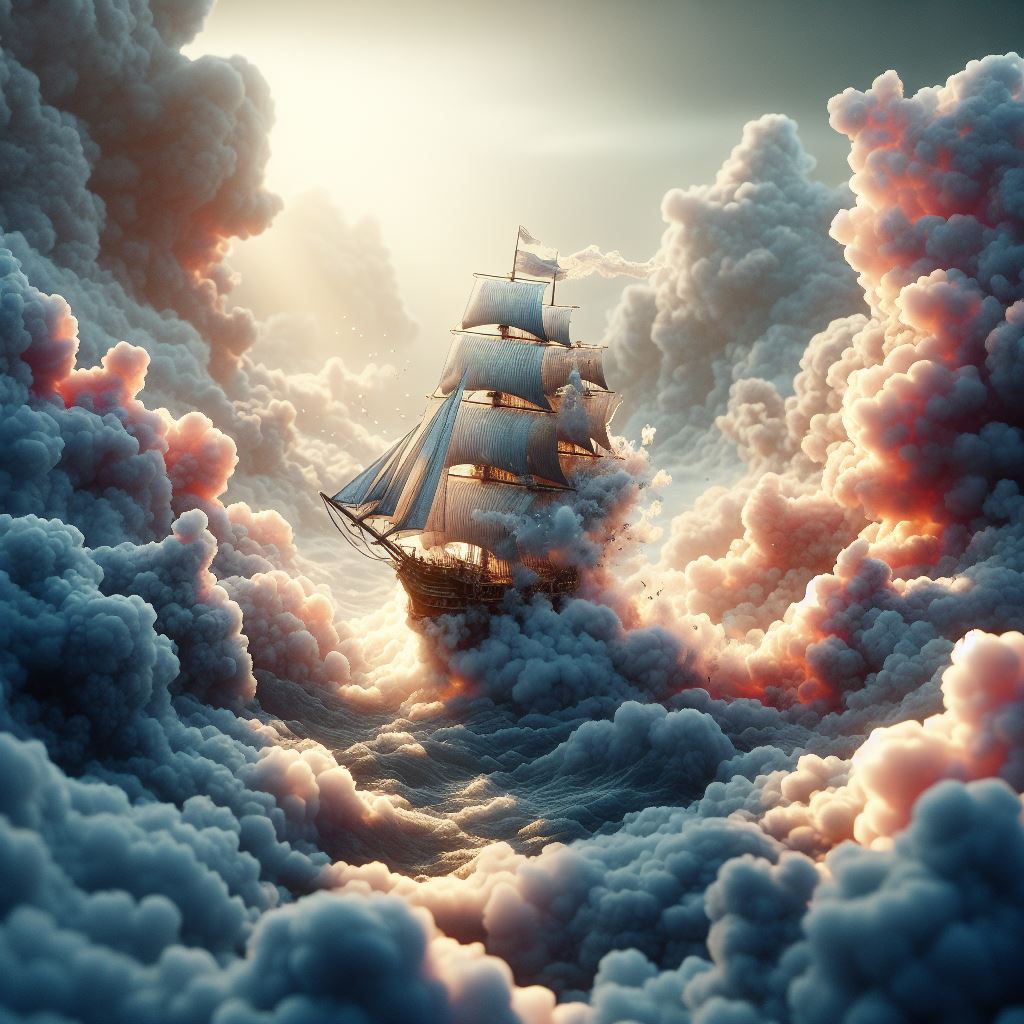 AI generated: DALL·E prompt: Create a visual depicting the Merry sailing on a s... (DALL·E - Concept Art)
