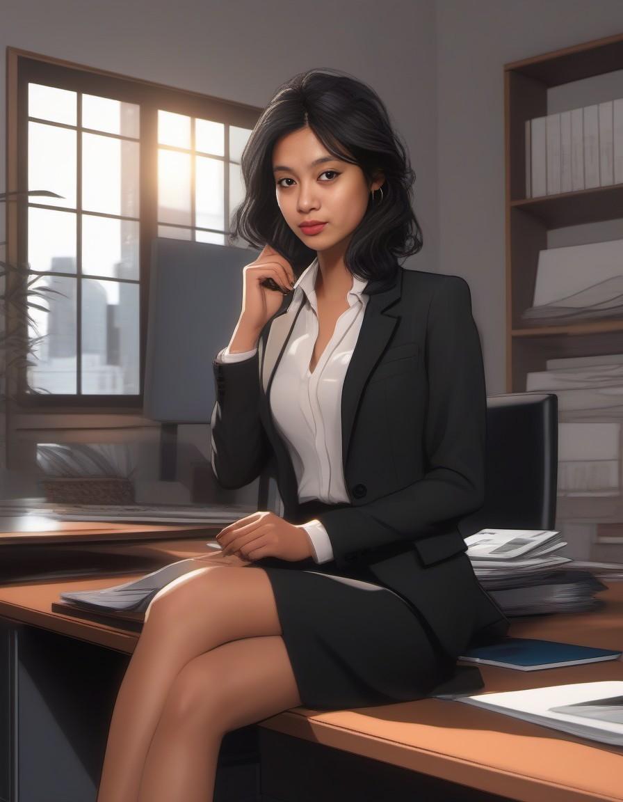 Stable Diffusion prompt: Anime Style of a Girl sitting on desktop working o... - Stable Diffusion