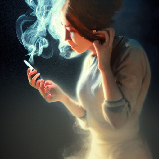 Stable Diffusion prompt: girl smoking a cigarette, white ...