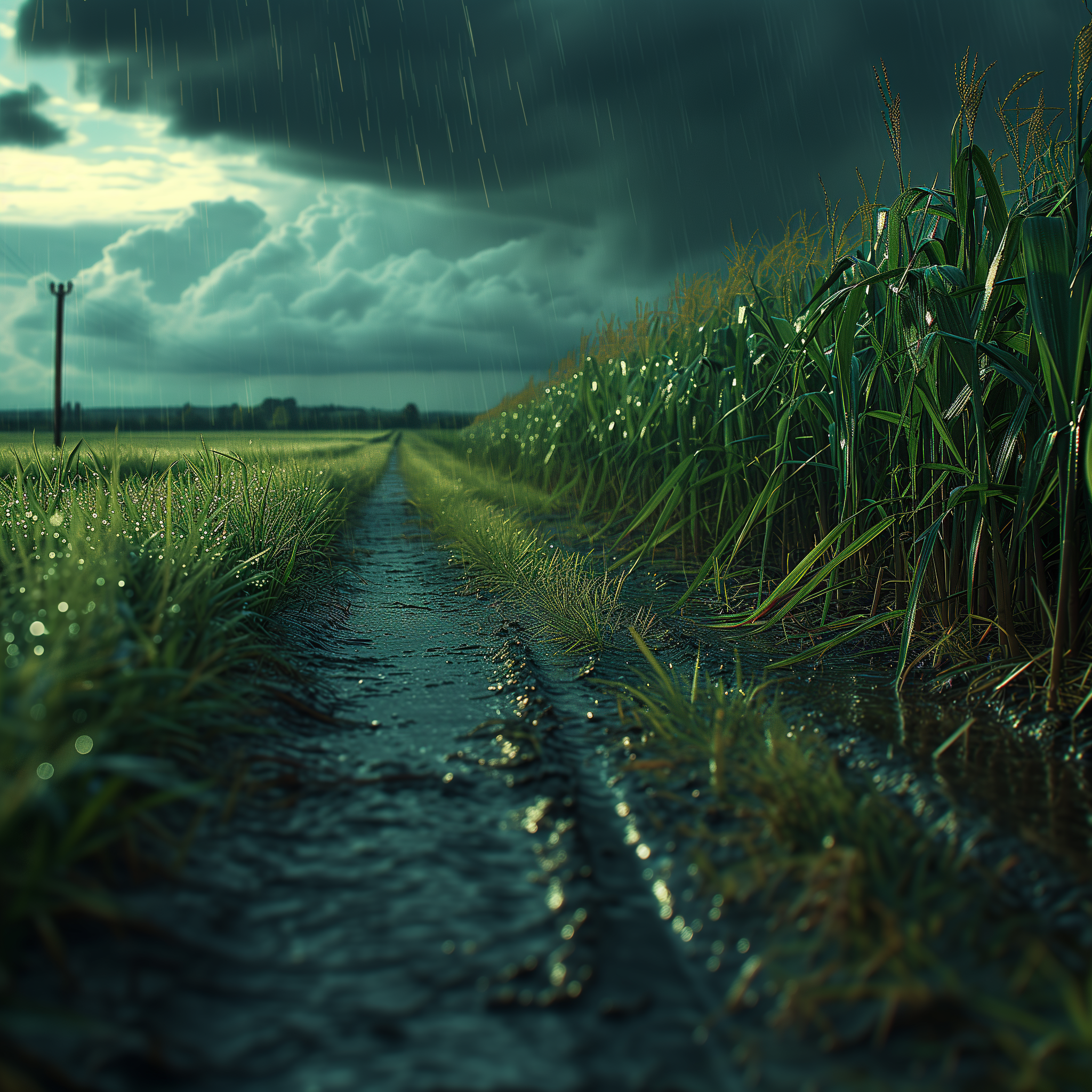 AI generated: Midjourney prompt: Dark and green landscape embodying elements of psy... (Midjourney - Landscapes)