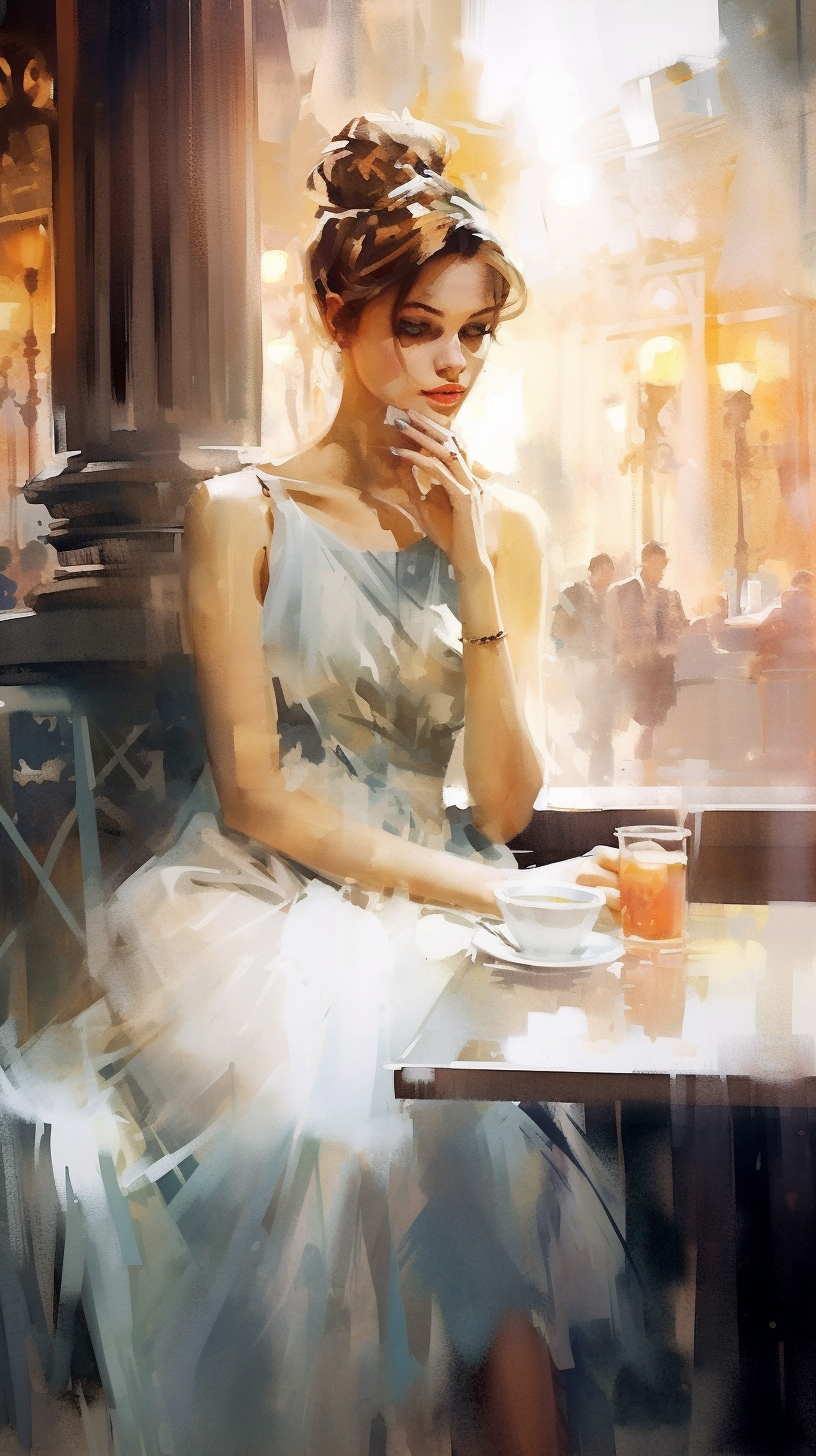 صورة مولدة بالذكاء الاصطناعي: Coffee in Paris (نموذج Midjourney - طعام ومشروبات)
