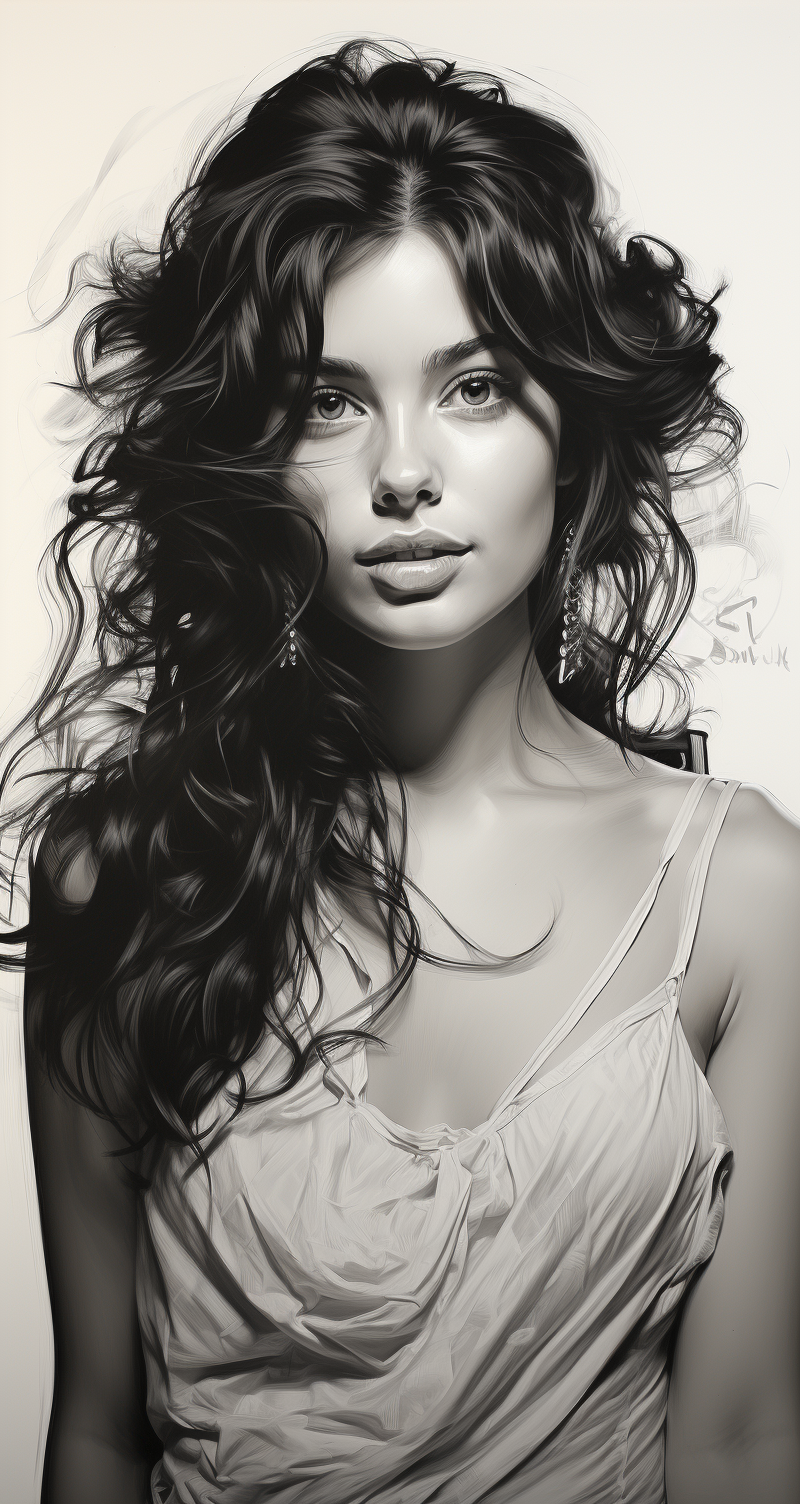 AI generated: Midjourney prompt: pencil sketch, stunning Spanish woman, highly real... (Midjourney - Portraits)