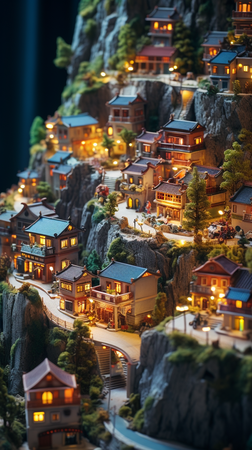 AI generated: Midjourney prompt: tilt shif, 50mm photo of cute village made of marb... (Midjourney - Landscapes)