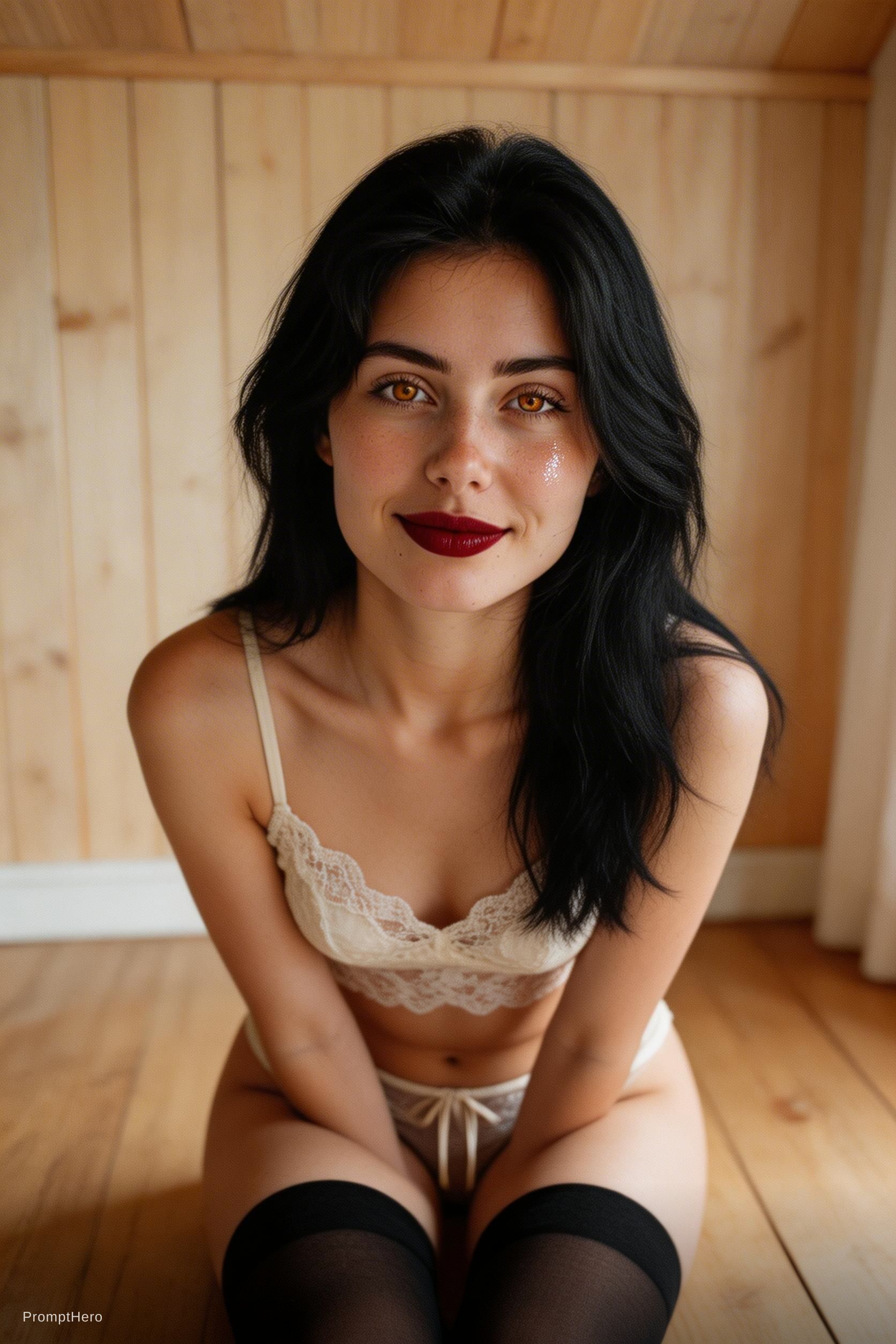 صورة مولدة بالذكاء الاصطناعي: Seedream 5 prompt: A photo features a captivating woman with a warm c... (نموذج Seedream 5 - صور شخصية)
