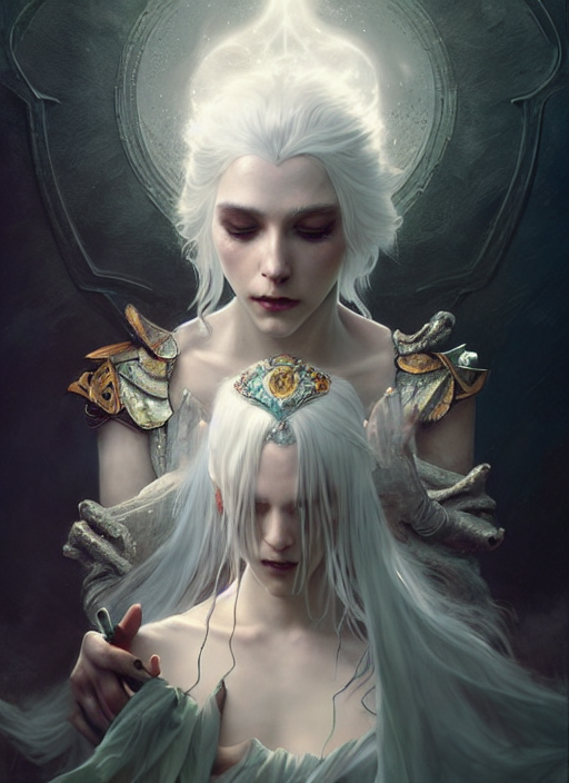 Stable Diffusion prompt: a beautiful white haired princes...