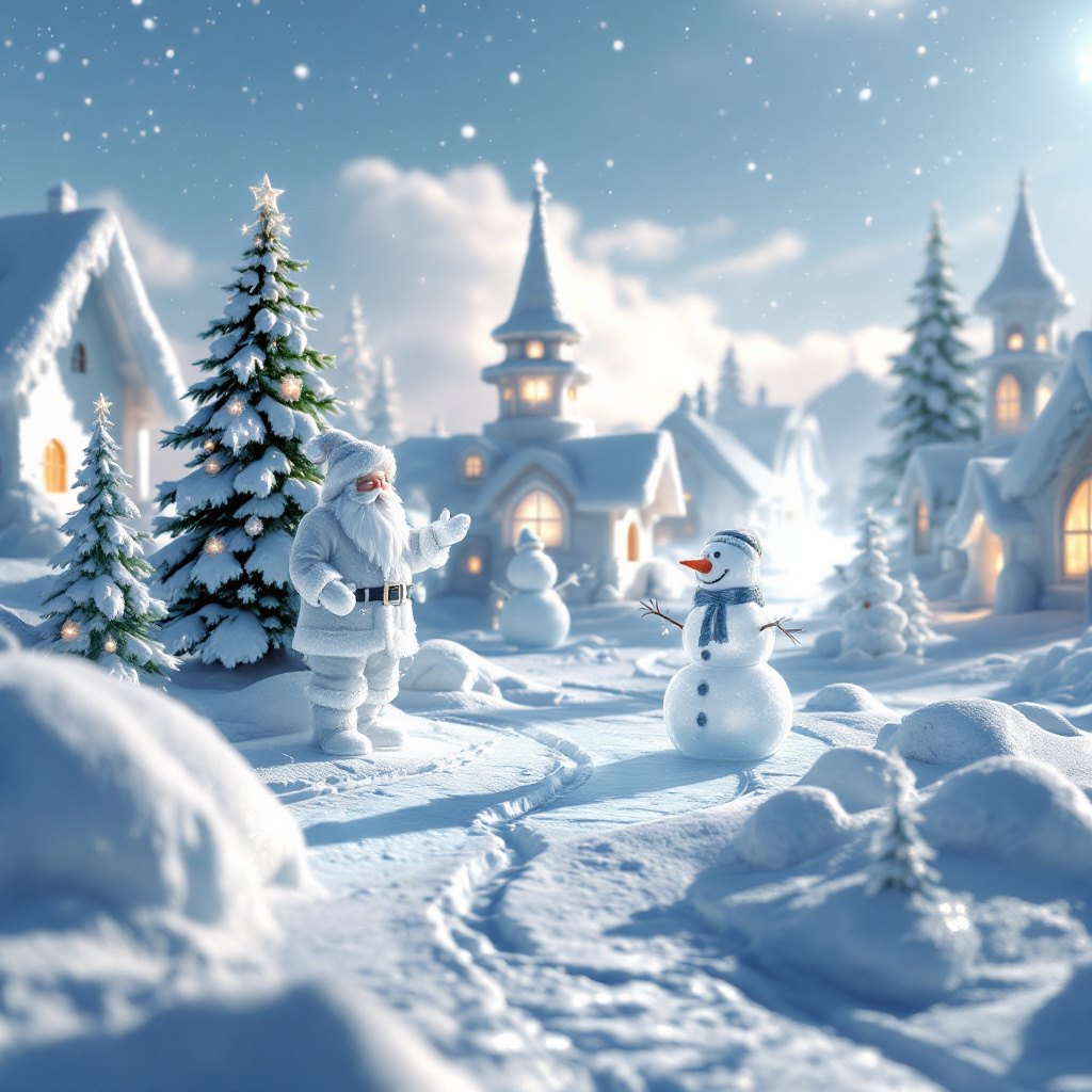 صورة مولدة بالذكاء الاصطناعي: FLUX prompt: 3D render of a photorealistic image of an ice town... (نموذج FLUX - فن ثلاثي الأبعاد)