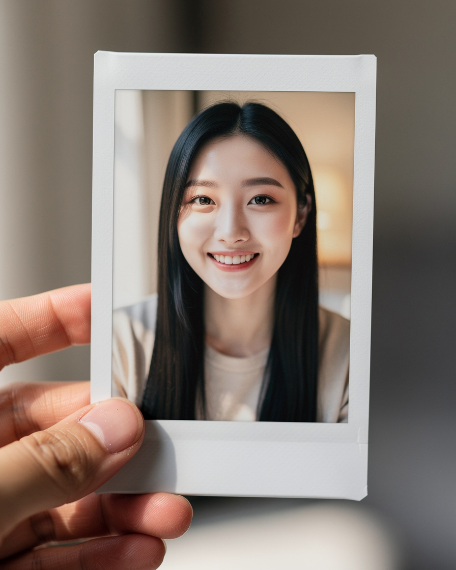 FLUX prompt: A photo of a polaroid picture in the hand of a wom... - FLUX