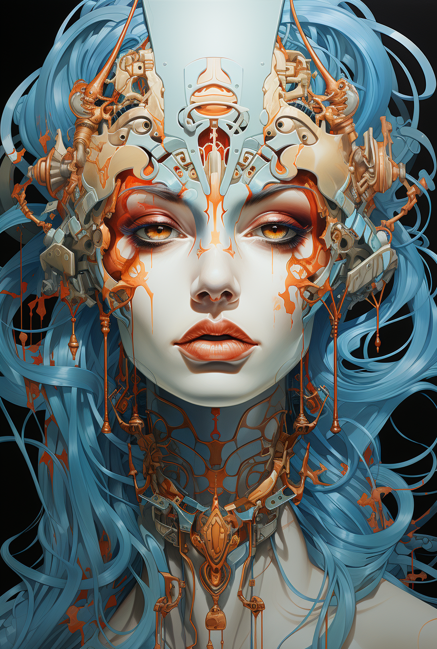 AI generated: Midjourney prompt: an abstract head with animallike features, in the ... (Midjourney - Character Design)