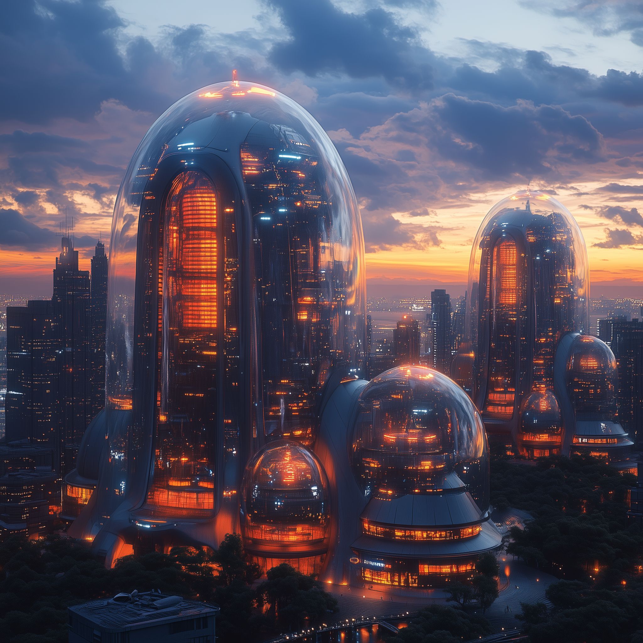 Midjourney prompt: A futuristic cityscape with towering s...