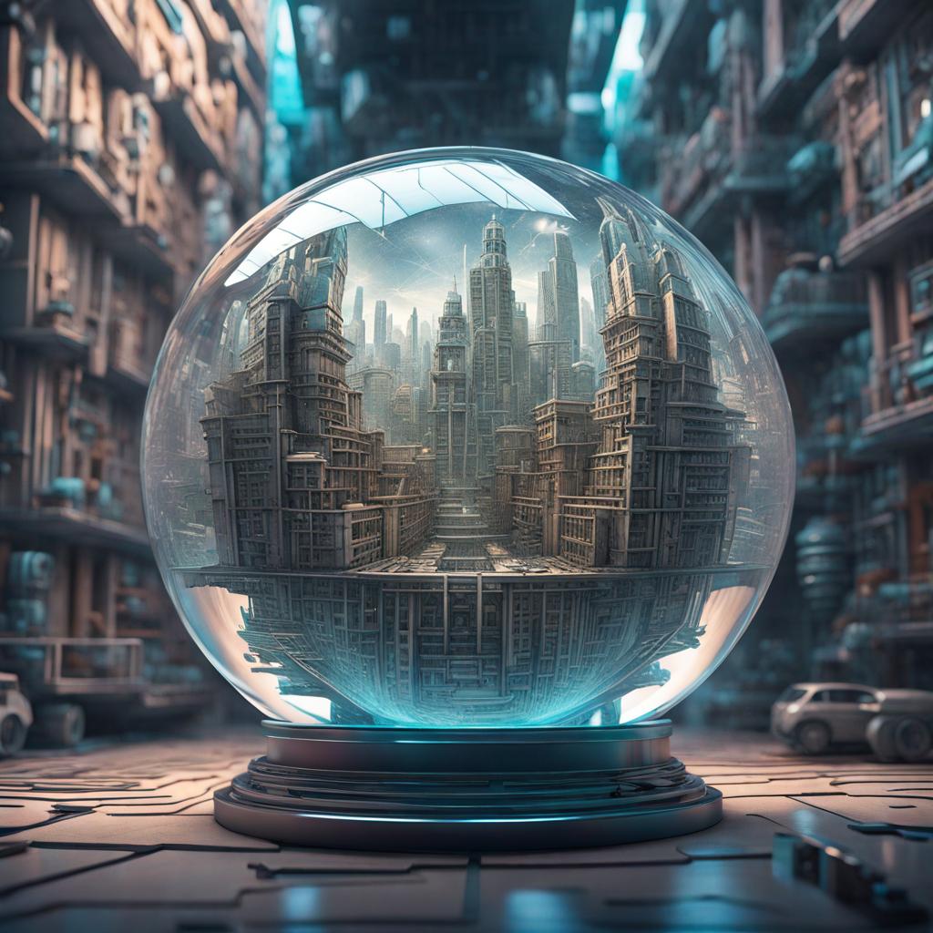 صورة مولدة بالذكاء الاصطناعي: Glass Globe Futuristic City (نموذج Stable Diffusion - صور شخصية)