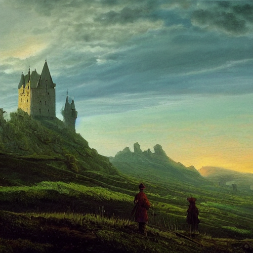 Stable Diffusion prompt: a beautiful painting of a castle...