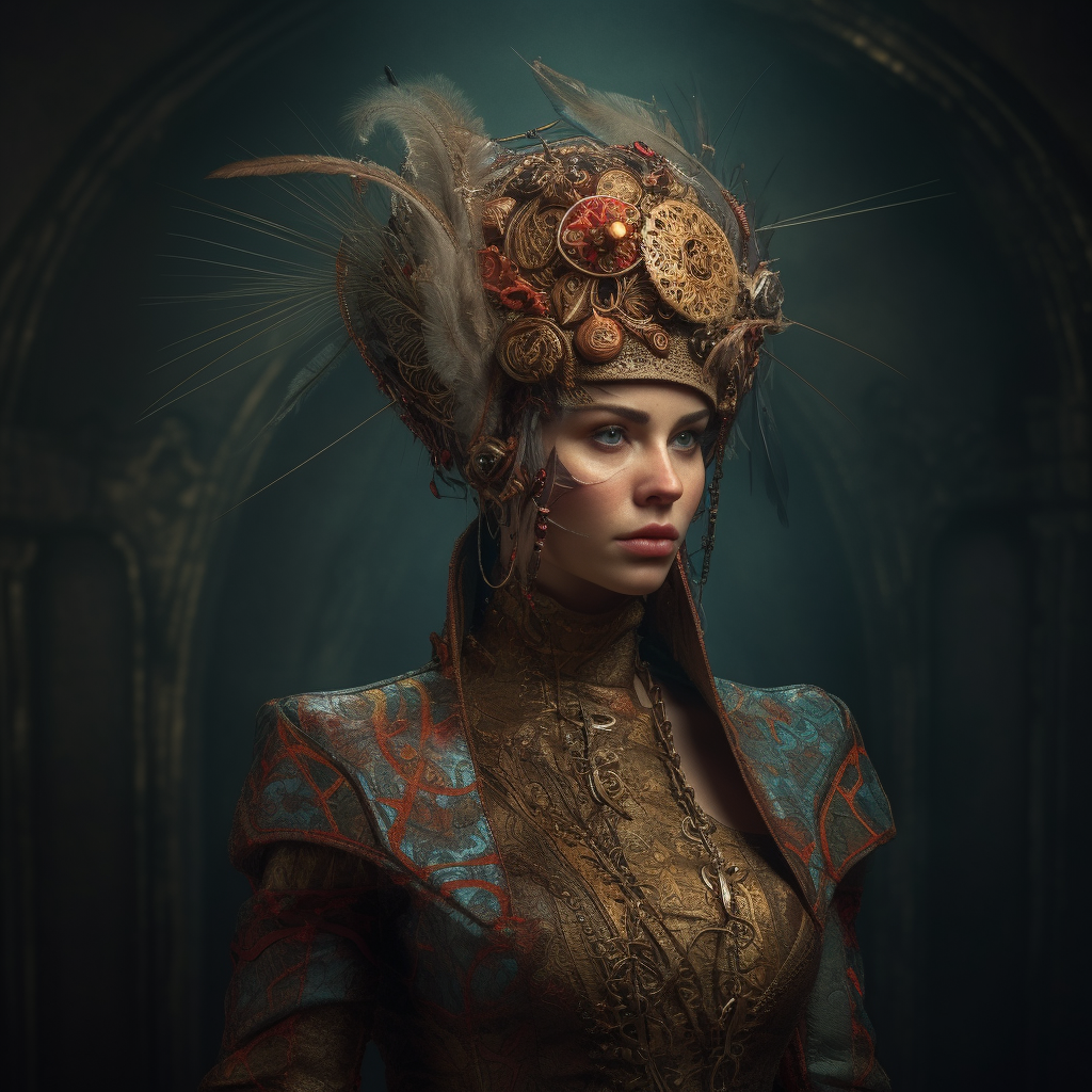 AI generated: Midjourney prompt: Girl in a strange outfit, surreal, vibrant photore... (Midjourney - Fashion)