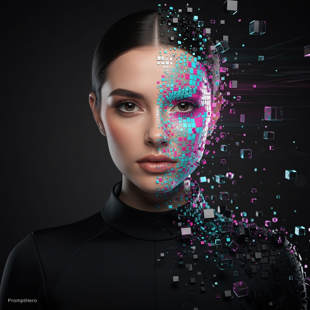 Hero prompt: portrait of a woman, front shot, gaze, avant...