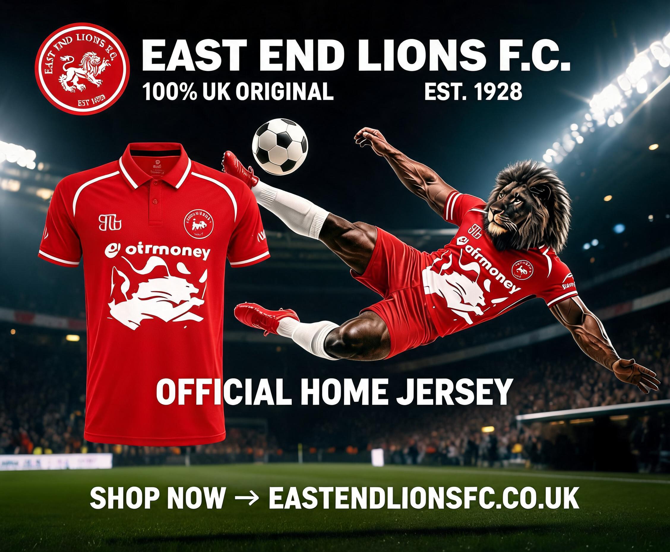 AI generated: Seedream 5 prompt: 100% Original from the UK . East End Lions Jersey ... (Seedream 5 - Concept Art)