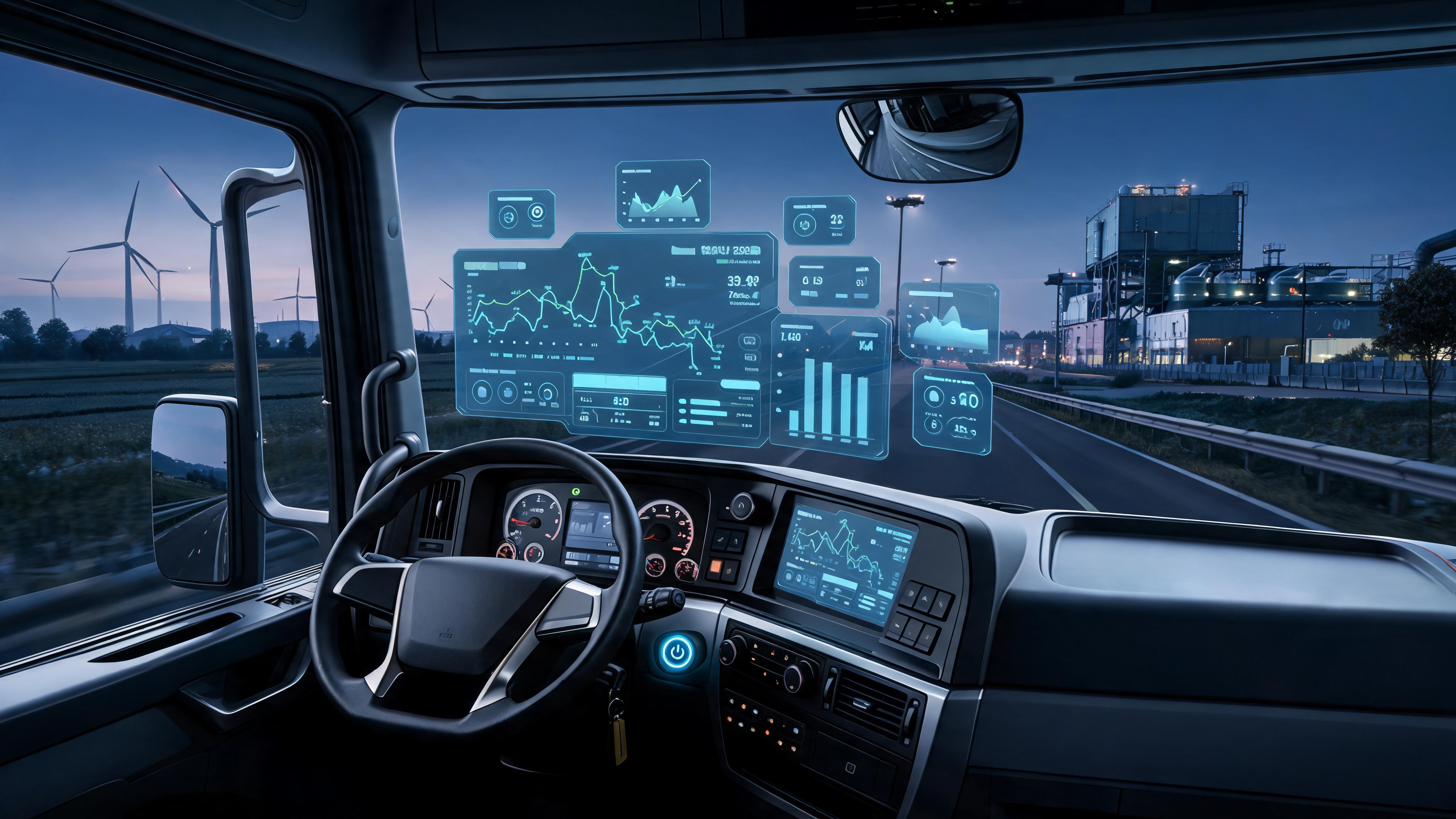 Seedream 5 prompt: Create a new, unique, futuristic semi-truck dashbo... - Seedream 5