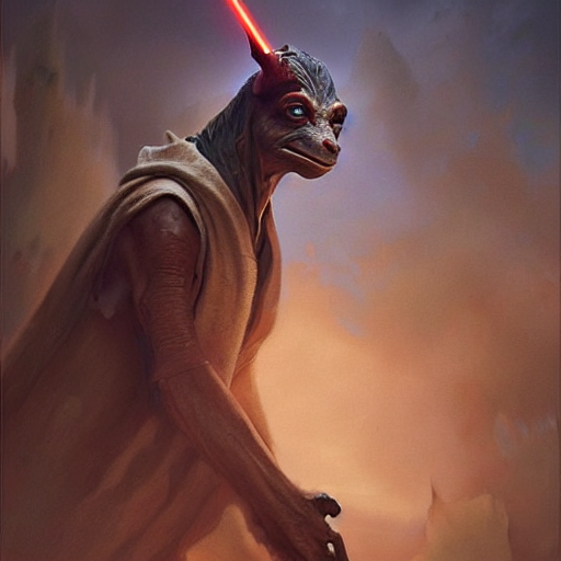 Stable Diffusion prompt: Jar jar Binks as a Sith Lord pic...