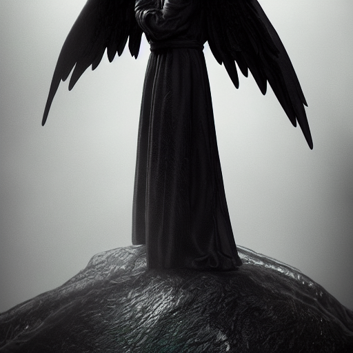 Stable Diffusion prompt: angel of life, long black smooth...